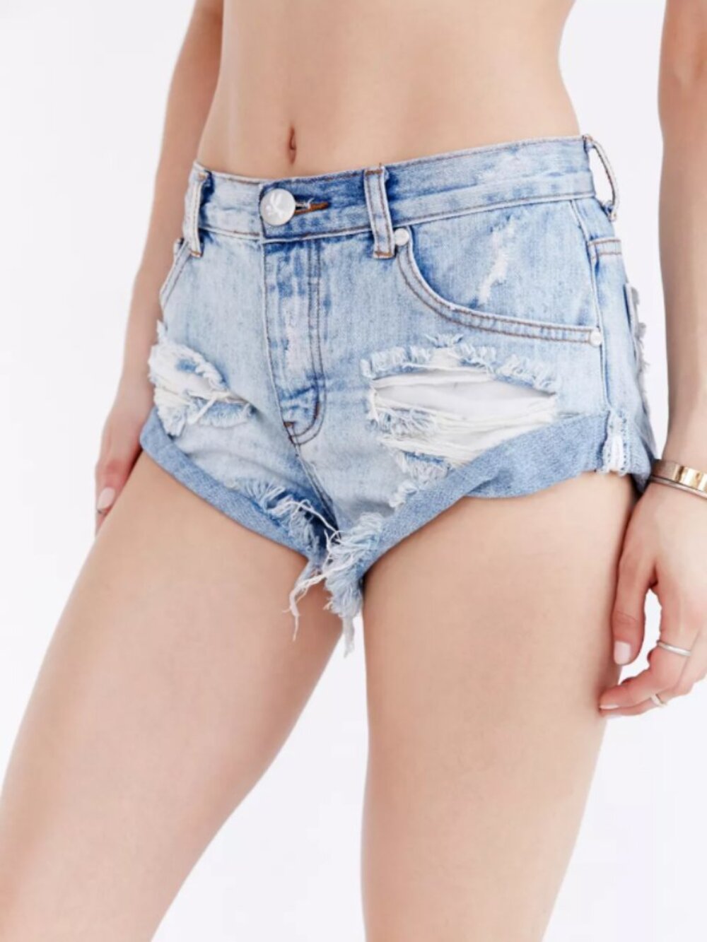 One Teaspoon Bandit Short Distressed Denim Low Rise Size 28